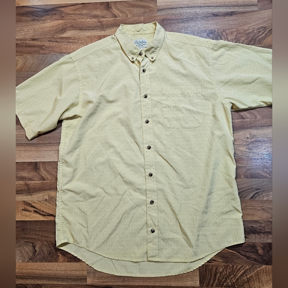 Cabela’s Men’s L Tall Short Sleeve Outdoor Fishing Shirt Yellow